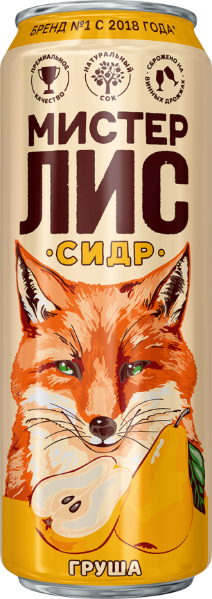 Мистер Лис Сочная Груша 0,43 л. (24 шт.) ж\б фото 1